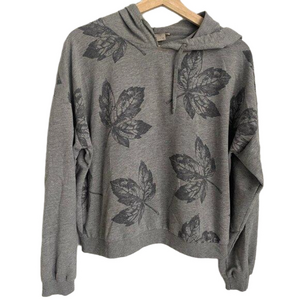 Dantelle Light Weight Grey Leaves Long Sleeve Hoodie Size L